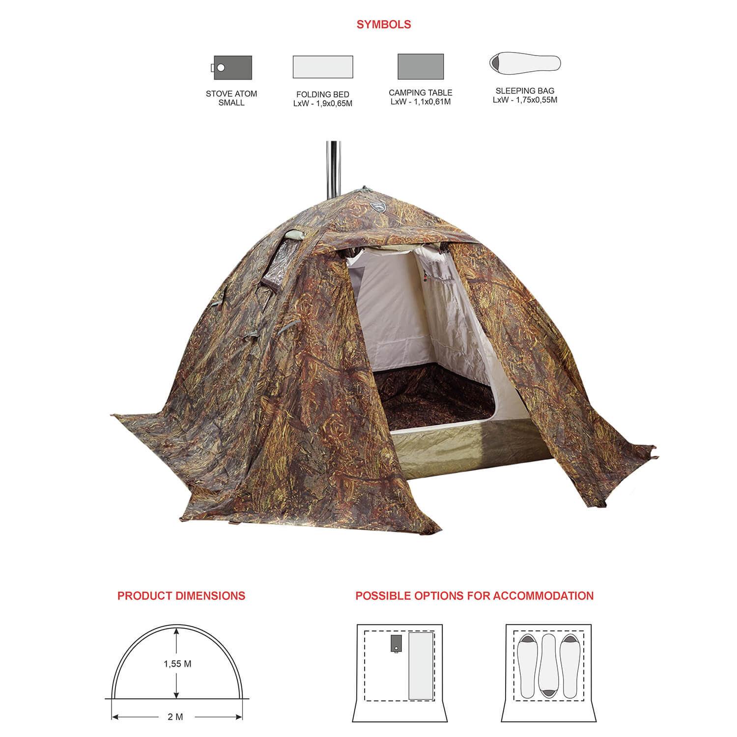 russian hot tent Bereg Sputnik-3 Hot Tent - 3-Person 4-Season Camping Tent