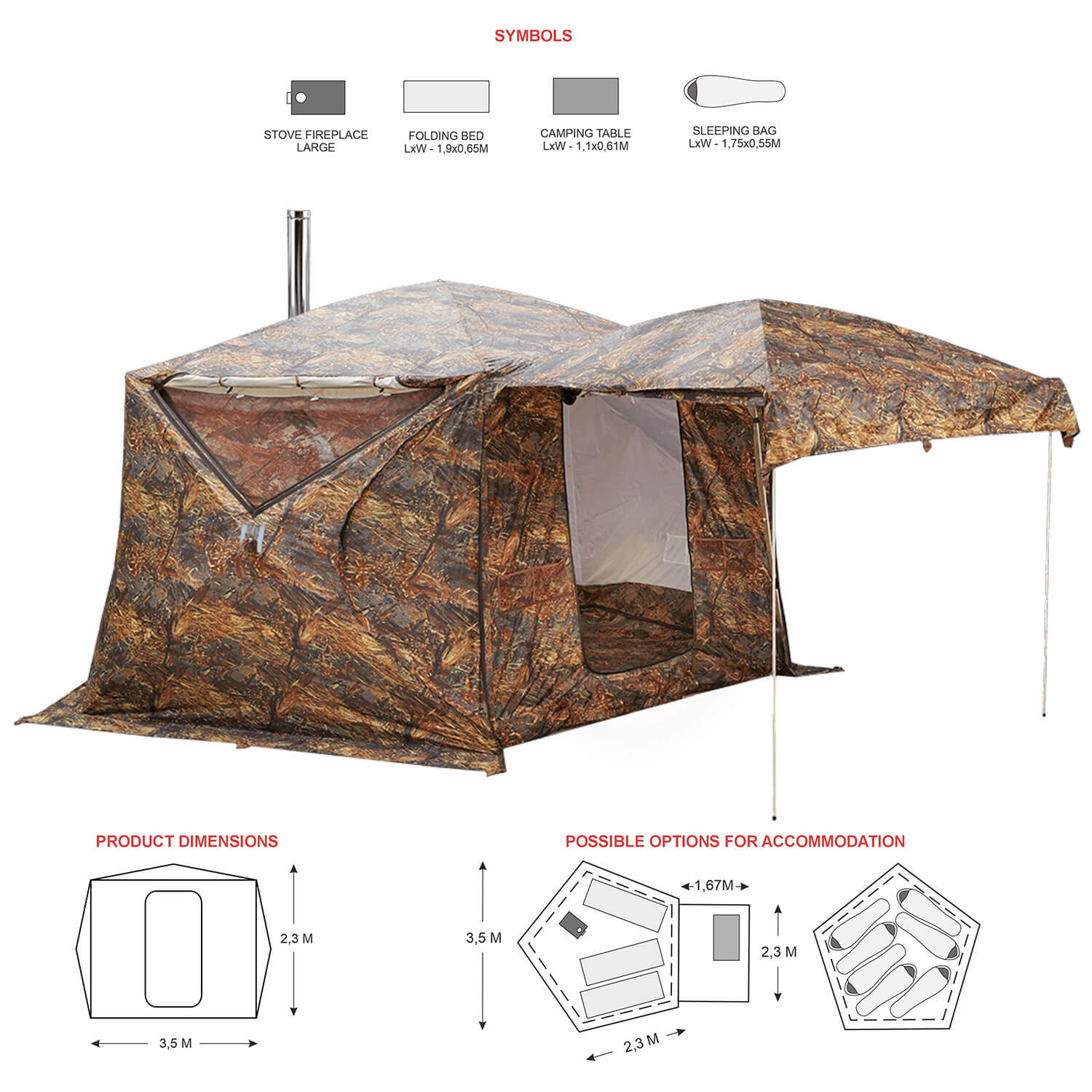 Bereg Pentagon Hot Tent - Double Layer Winter Camping Tent