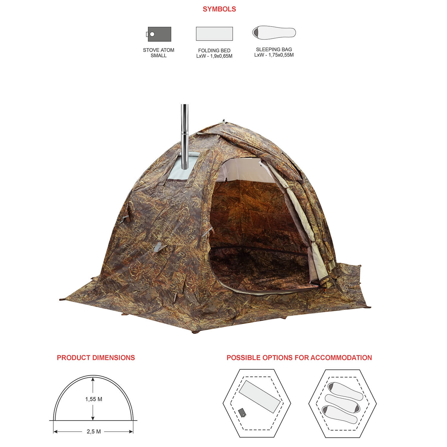 Bereg UP Summer Winter Hot Tent - 4-Season Camping Tent with Stove