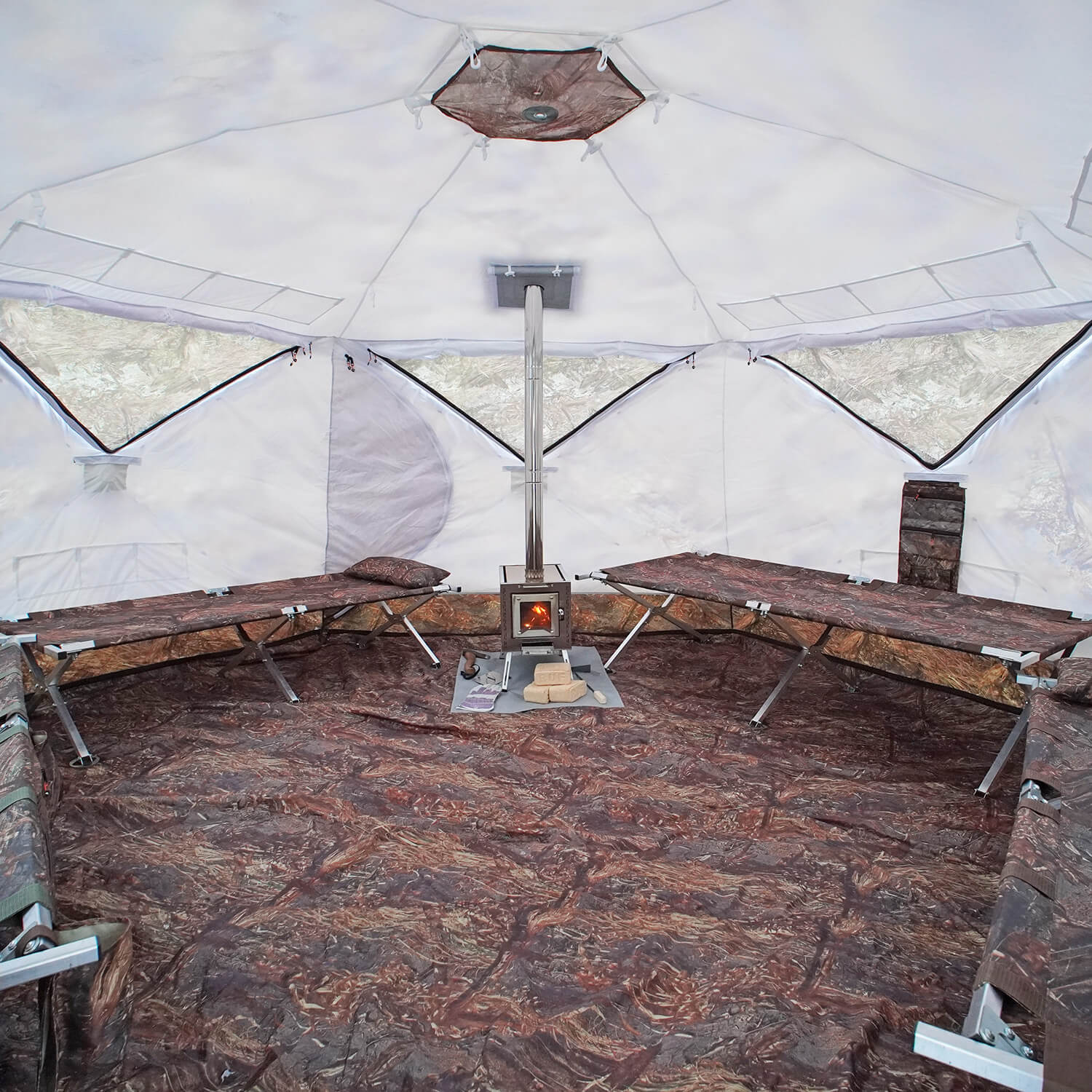 russian bear hexagon tent Bereg Hexagon Hot Tent - 4-Season Cube Tent | Sleeps 5-8
