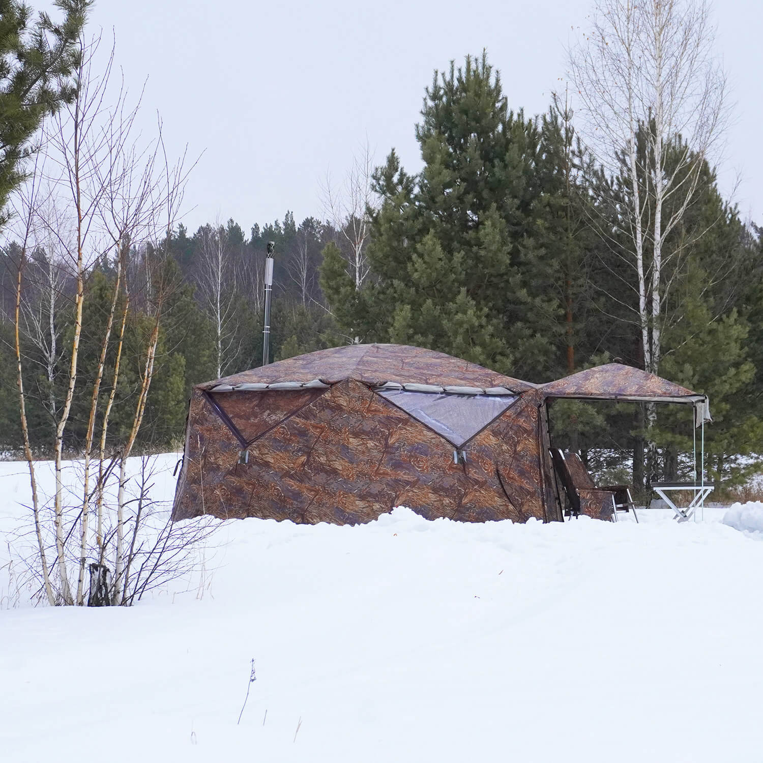 russian bear hexagon tent Bereg Hexagon Hot Tent - 4-Season Cube Tent | Sleeps 5-8