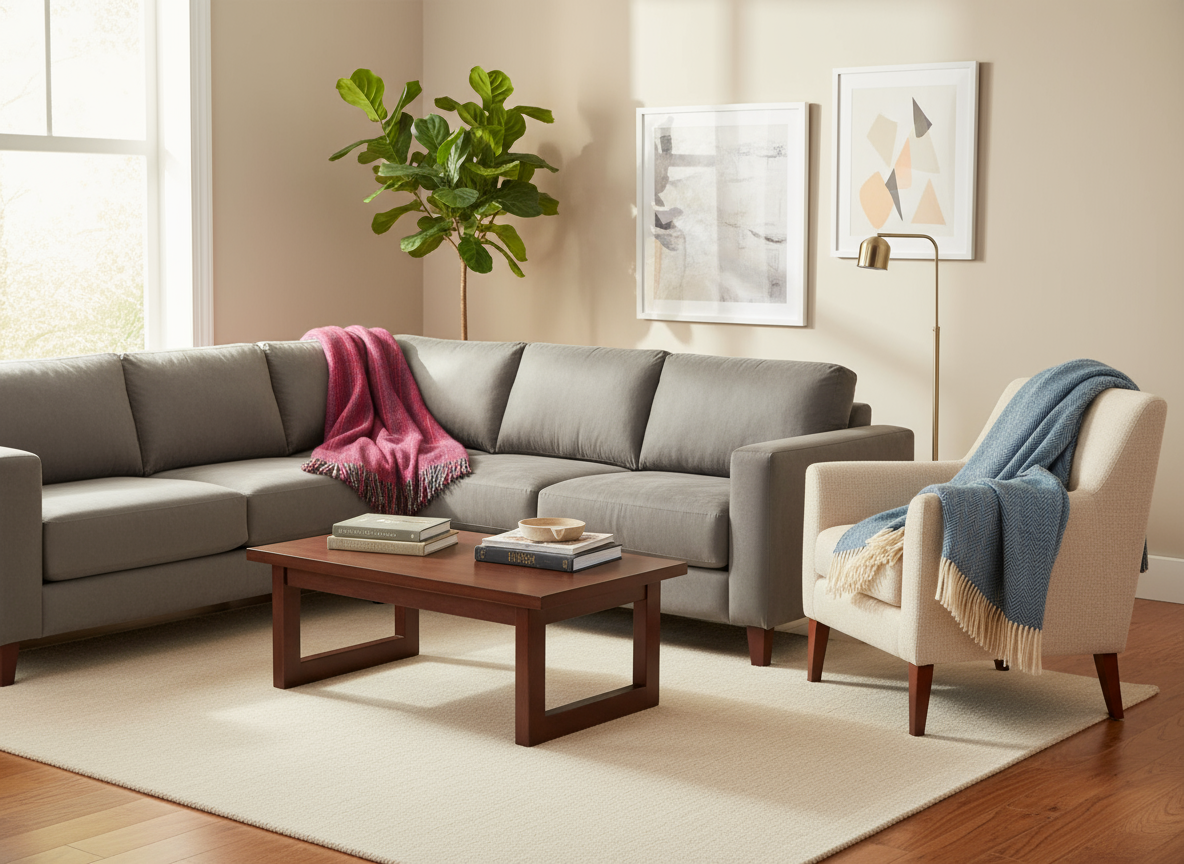 Living room lifestyle with throws