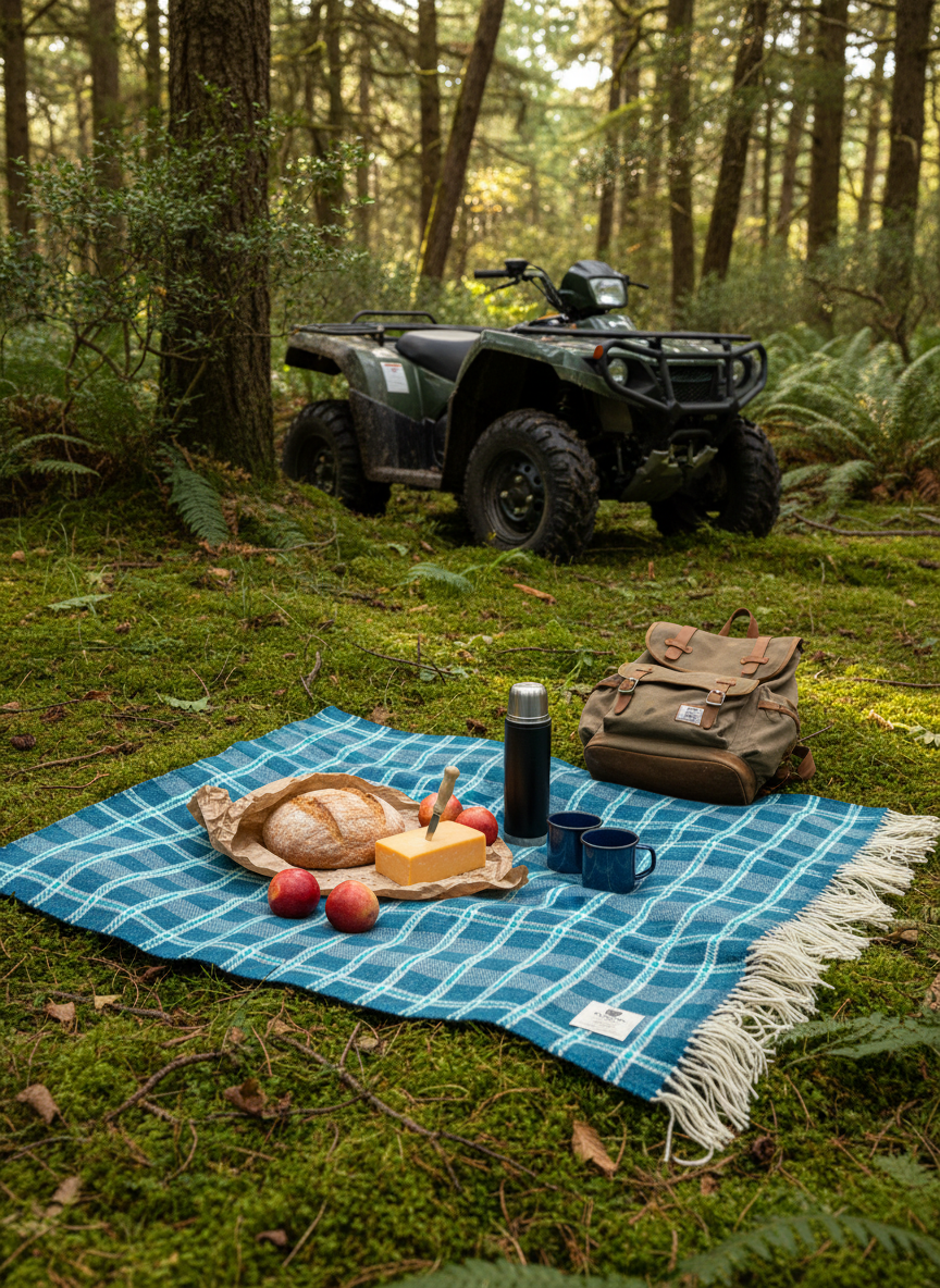 McNutt Waterproof Wool Picnic Blanket - Quad Trail Break
