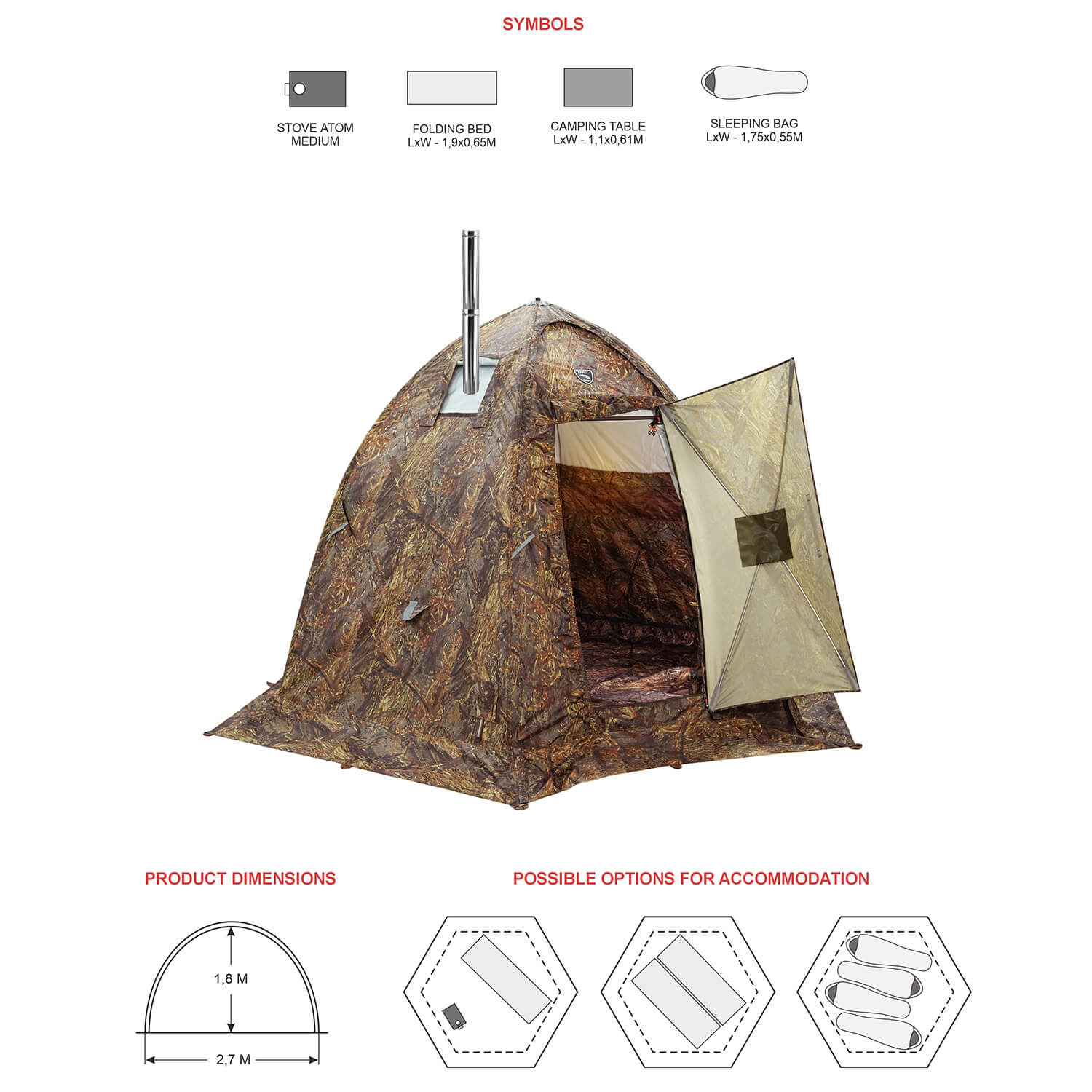 Bereg UP-2 Mini Hot Tent | 1-2 Person Winter Camping Tent with