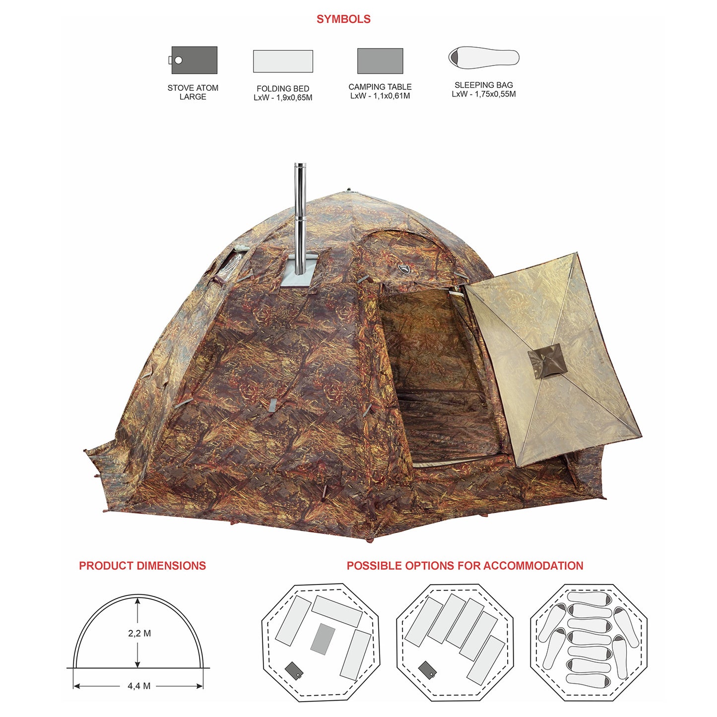 Bereg UP-5  Hot Tent + mini vestibule connector